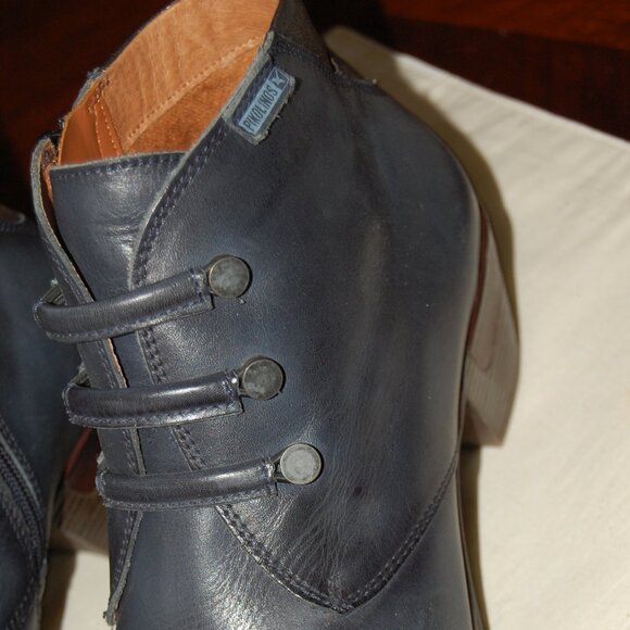 Pikolinos Deep Blue Leather Short Boot With Brown Accents Size 40 - Picture 8 of 15